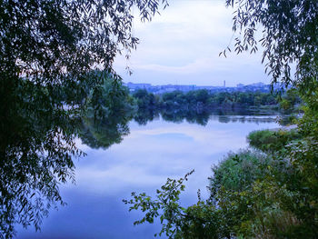 Scenic view of lake against sky