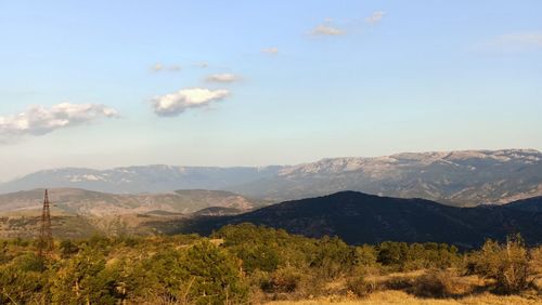 Scenic view of mountains against sky