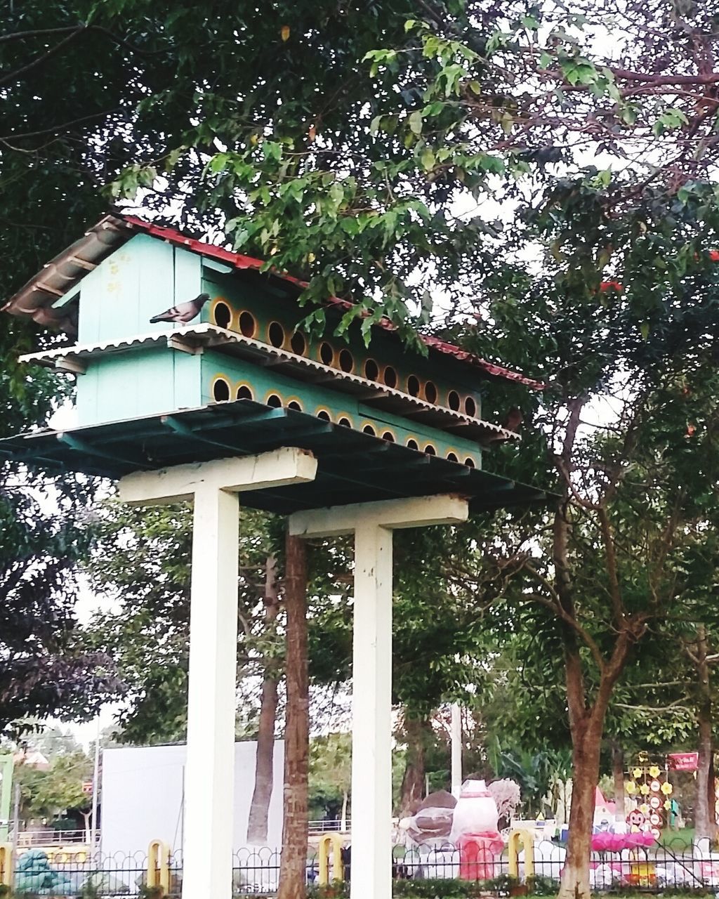 tree, built structure, architecture, low angle view, building exterior, architectural column, day, flag, growth, outdoors, culture, travel destinations, sunlight, text, city, branch, park - man made space, patriotism, roof, sky