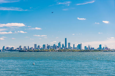 View of buildings in sea