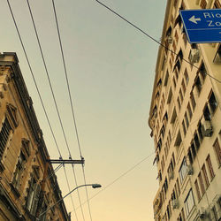 Low angle view of buildings against clear sky