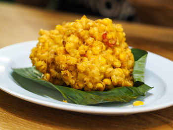 Close-up of meal served in plate