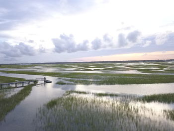 Scenic view of lake against sky