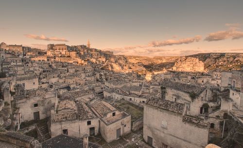 High angle view of buildings in city