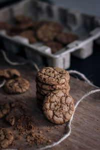 Close-up of cookies on table