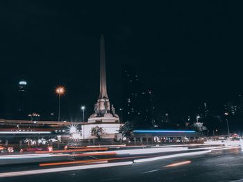 Light trails on city street at night