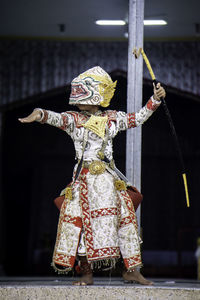 Rear view of woman with christmas decoration