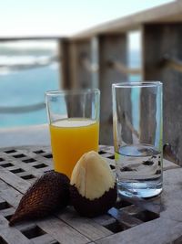 Close-up of drink in glass on table