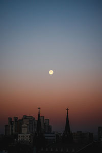 Silhouette buildings against sky during sunset