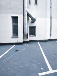 Low angle view of building and parking lot