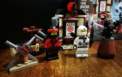 Close-up of toys on table