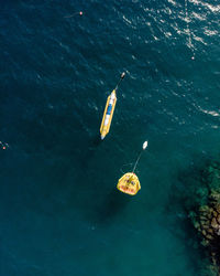 Topdown view of inflatable water sports boats
