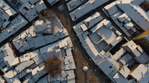 High angle view of buildings in city