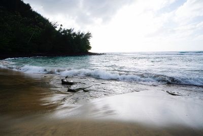 Scenic view of beach against sky