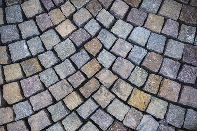 High angle view of cobblestone street