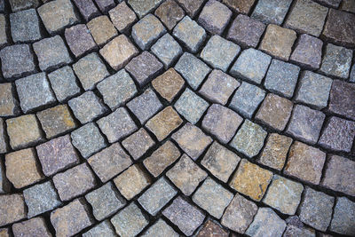 High angle view of cobblestone street