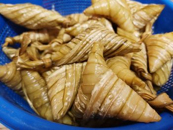 High angle view of bread in plate