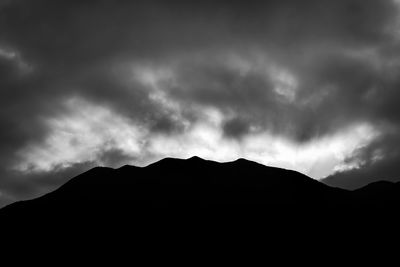 Silhouette mountains against sky