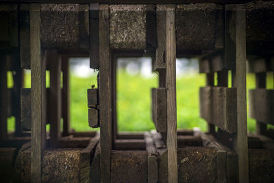 Close-up of fence on field