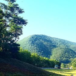 Scenic view of mountains against clear sky