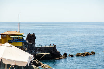 Scenic view of sea against clear sky