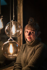 Portrait of young woman with christmas decoration