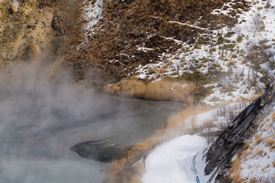High angle view of waterfall