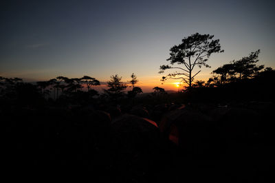 Silhouette trees against sky during sunset