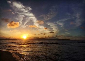 Scenic view of sea at sunset