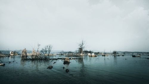 Scenic view of lake against sky