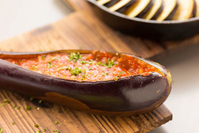 Close-up of pasta in bowl on table