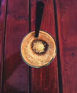 High angle view of coffee on table