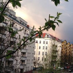 Low angle view of residential buildings against sky