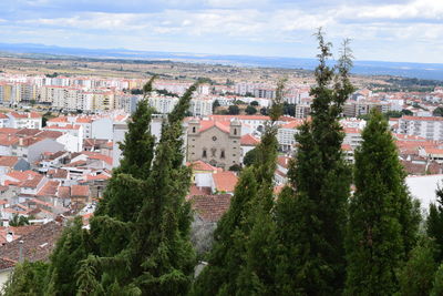 High angle shot of town