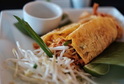 Close-up of served food in plate