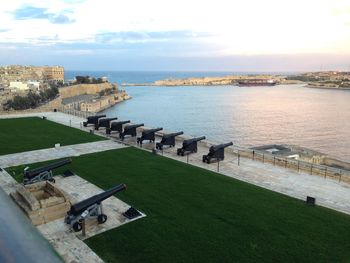 High angle view of valletta  from the fort in malta 