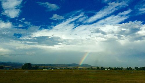 Scenic view of landscape against cloudy sky