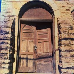 Closed door of old building