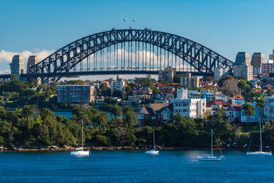 Sydney harbour bridge with cremorne point suburb on the foreground