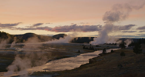 Panoramic view of beach against sky during sunset