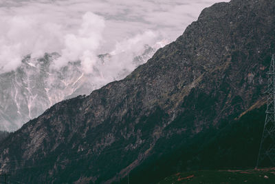 Scenic view of volcanic mountain against sky