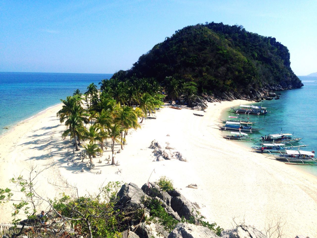 sea, water, beach, horizon over water, tranquil scene, tranquility, shore, scenics, clear sky, beauty in nature, coastline, blue, nature, tree, sand, cliff, rock - object, rock formation, idyllic, sky