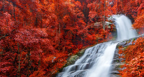 Banner colourful of huay sai leung waterfall is a beautiful waterfalls in the rain forest jungle 