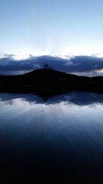 Scenic shot of calm lake against mountain range