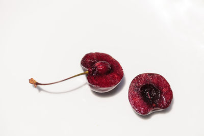 Close-up of strawberries against white background