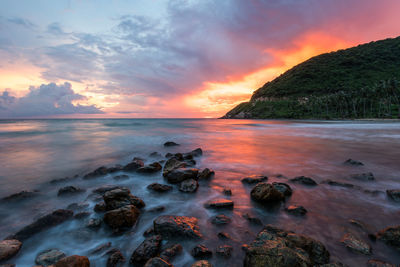 Scenic view of sea against sky during sunset