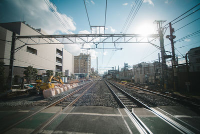 Railroad tracks against sky