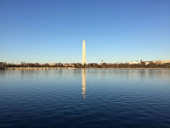 The washington monument and tidal basin at the national mall in washington, d.c.