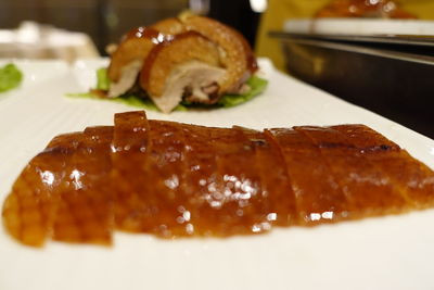 Close-up of served food in plate