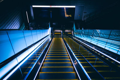 Low angle view of escalator at subway station